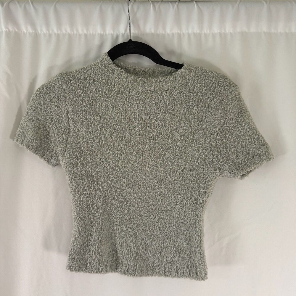 Skims Sweater Women's S M Grey Knit Short Sleeve Stretch Round Neck